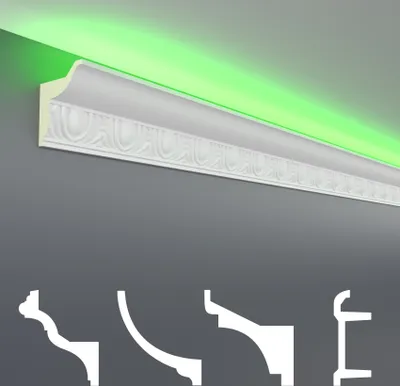Produktbild von HEXIM LED Stuckleisten Muster - Indirekte Beleuchtung mit Deckenleisten aus PU, leicht & lichtundurchlässig- (20cm LED-3) Stuckprofil Profil