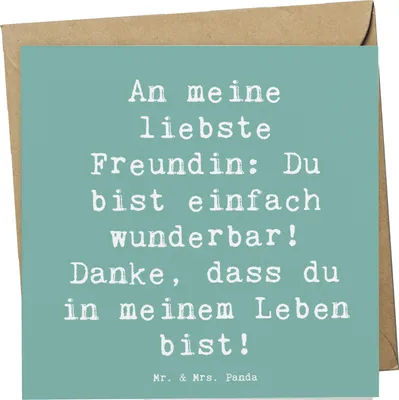 Produktbild von Mr. & Mrs. Panda Grußkarte Spruch Liebste Freundin - Meeresbrise - Geschenk, doppelkarte, besonderes, Handgemacht, Dankbarkeit, Lächeln, Bedanken, Freude, anlasskarte