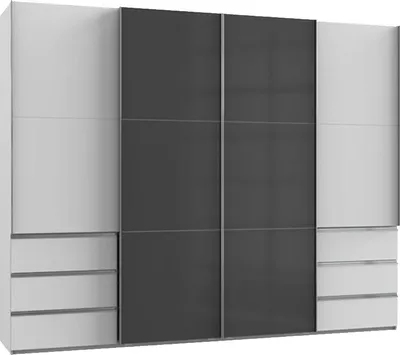 Immagine prodotto di Armadio Level ad ante scorrevoli 300cm in vetro grigio bianco con cassetti (16760)
