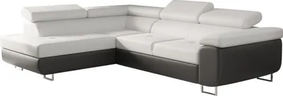 Produktbild von Kaiser Möbel Ecksofa mit schlaffunktion und bettkasten Eckcouch RUDEN  Weiß+Schwarz Links