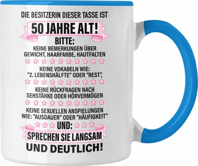 Produktbild von Trendation - 50. Geburtstag Frauen Tasse Geschenk Geschenkidee 50er Geburtstag Spruch Perfektion Mama Mutter Lustiger Spruch Witzig (Blau)