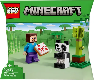 Produktbild von LEGO Minecraft Bausatz Steve & Baby-Panda 30672, 35 Teile, 195x170x149 mm, ab 6 Jahre