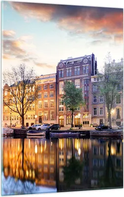 Produktbild von Bilder auf glas - Einteilig - Holland Kanal - 50x70cm - Glasbilder - Wandbilder - Bilder - Kunstdruck - zum Aufhängen bereit - Wanddekoration aus Glas - Glas Bilder - Wandbild auf Glas - GPA50x70-4068