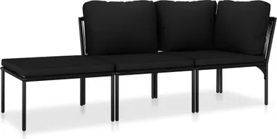 Produktbild von vidaXL 3-tlg. Garten-Lounge-Set mit Auflagen Schwarz PVC