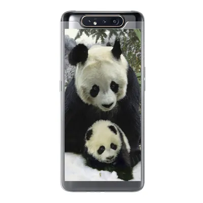 Produktbild von MuchoWow® Handyhülle Schutzhülle Hülle für Samsung Galaxy A80 Panda - Jungtier - Schnee Silikon Softcase Handy Hülle - Schutzdeckel