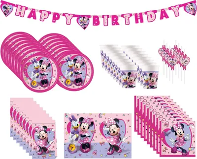 Produktbild von 70-tlg. Minnie Junior Party Set für Kindergeburtstag