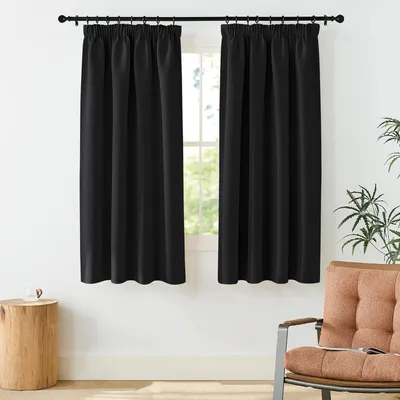 Image de Rideaux occultants - Rideaux isolants - Rideaux pour chambre à coucher - Isolation thermique et phonique - 140x145 cm - Noir