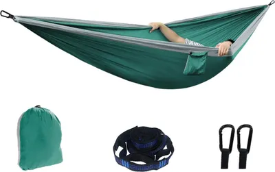 Produktbild von Tragbare Camping-Reise-Doppelhängematte mit Baumbefestigung