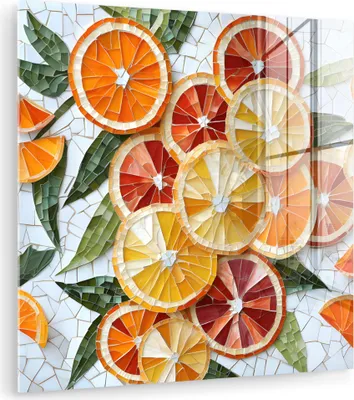 Produktbild von MuchoWow Glasbilder - Bilder auf Wandbild - Foto auf Glas Scheiben - Obst - Orange - Mosaik 50x50 cm Wanddekoration aus Glas - Acrylglasbild - Acrylbilder - Wandbild auf Glas