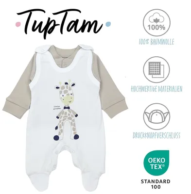Zdjęcie produktu dla TupTam baby girls boys romper with long sleeve shirt print saying 2 pieces, Kolor: Giraffe, Rozmiar: 50