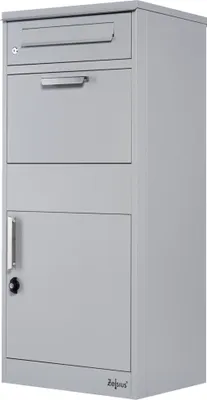 Produktbild von Zelsius Paketbriefkasten RAL9007 Grau, Stahl Briefkasten mit Diebstahlsperre und 2 Einwürfen