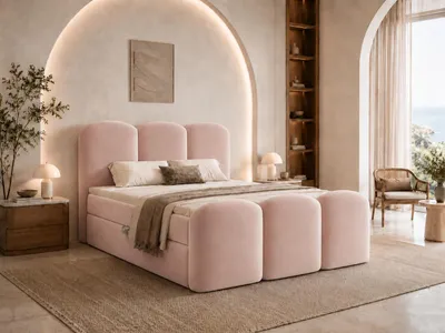 Produktbild von Emlar Boxspringbett Royal 140x200 - Komplett-Set mit Matratze und Topper - Polsterbett mit Bettkästen - Boxspringbett Rosa (Magic Velvet 2253)