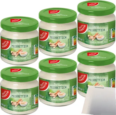 Produktbild von Gut & Günstig Tafelmeerrettich 6er Pack (6x190g Glas) + usy Block