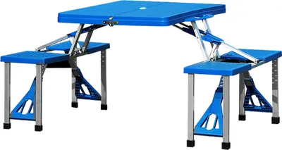Produktbild von CASARIA® Klapptisch mit Stühlen Wetterfest Klappbar ABS Campingtisch-Set Gartentisch Esstisch Falttisch Klappbänke Biertischgarnitur 4 Personen Blau