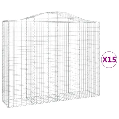Produktbild von Gabionen mit Hochbogen 15Stk. 200x50x160/180cm Verzinktes Eisen