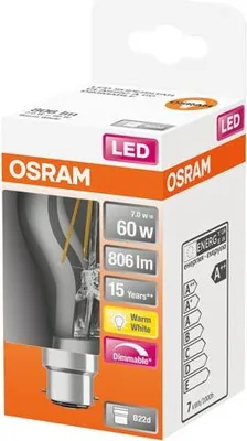 Image de Led Standard Clair Filament Variable 7w B22 Chaud Boite 1 - Osram