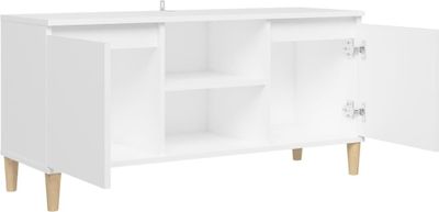 vidaXL TV skrinka s nohami z masívneho dreva biela 103,5x30x50 cm