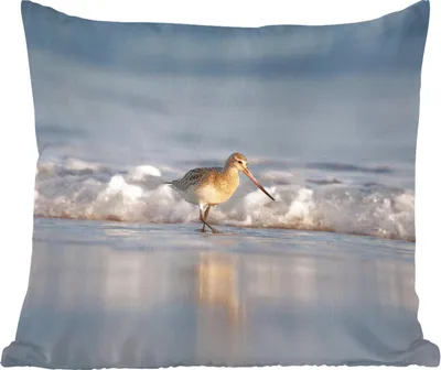 Produktbild von MuchoWow® Zierkissen Sofakissen Wohnzimmer Dekokissen 45x45 cm Rotschenkel entlang der Küstenlinie - Schlafpolster - Polster für das Sofa