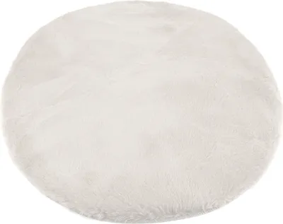 Produktbild von Heimtexland ® flauschiger Fellteppich Rabbit Hochflor Teppich Hasenfell-Imitat 90 cm rund Bettvorleger Schlafzimmer Deko-Fell Wohnzimmer Spielteppich Kinderzimmer Fake Fur Typ917 creme