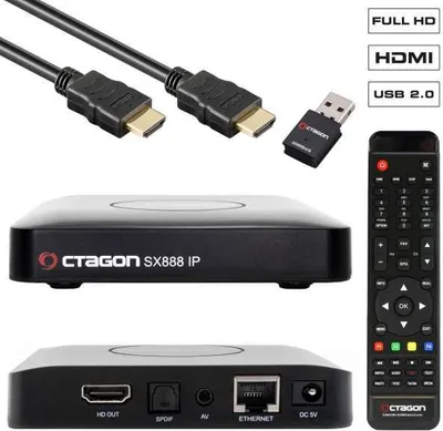 Produktbild von Octagon SX888 IP HEVC Full HD LAN USB H.265 TV IP m3u VOD Multimedia Box mit 300Mbit Wlan Stick