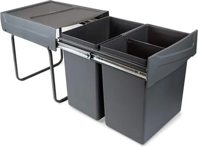 Produktbild von Durchschiebbares Küchenmüllbehälter - 40 L - Grau- Anthrazit - Stahl und Kunststoff