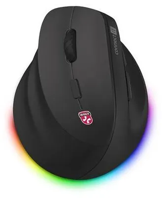 Obrázek produktu pro CONNECT IT FOR HEALTH Cloudy Left bezdrátová vertikální myš pro leváky, RGB podsvícení, 2xBT,USB ČERNÁ