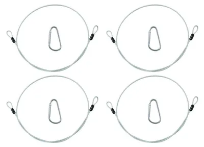 Image de 4 cadenas en câble en acier, 1 mètre de long, 3 mm d'épaisseur, avec œillets et mousquetons, pour la protection contre le vol, inoxydable