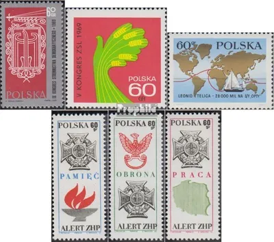 Produktbild von Briefmarken Polen 1969 Mi 1906,1907,1924,1928-1930 (kompl.Ausg.) postfrisch Demokratische Partei Polens