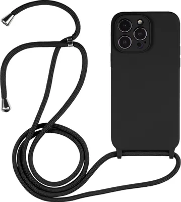 Produktbild von Mobigear Lanyard iPhone 15 Pro Max Silikon Handykette - Schwarz