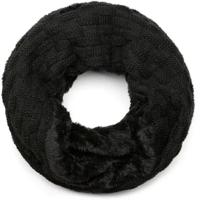 Produktbild von styleBREAKER warmer Feinstrick Loop Schal mit Flecht Muster und sehr weichem Fleece Innenfutter, Schlauchschal, Uni 01018150