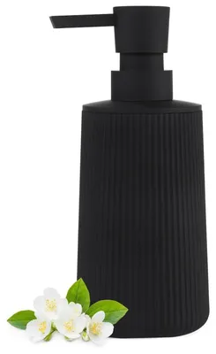 Immagine prodotto di Distributore di sapone nero in plastica, opaco, da 250 ml, con erogatore a pompa, ideale per bagno e cucina