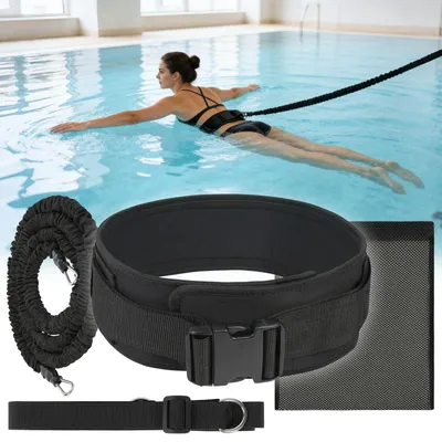Imagen del producto de Correa ajustable para entrenamiento de natación, de 2,5 a 7,5 metros, con banda elástica y bolsa de almacenamiento de malla, ideal para entrenamientos de natación