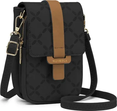 Immagine prodotto di MUIIKOLA borsa per cellulare RFID borsa a tracolla in pelle da donna grande capacità nuova-nero-marrone