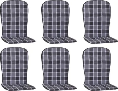 Produktbild von 6er Set Monoblock Hochlehner Auflage KOS, Motiv - gestreift, blau - grau, 96x44x4cm