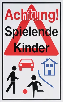 Produktbild von Conmetall Hinweisschild Achtung! Spielende Kinder 40 x 25 cm