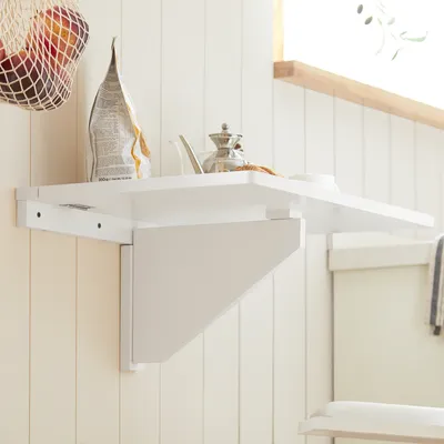 Produktbild von SoBuy Schreibtische Wandklapptisch Faltbarer Esstisch Kompakter Küchentisch Platzsparendes Design Klapptisch Wandmontierter Tisch 60x40cm Weiß FWT03-W