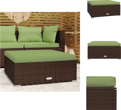 Zdjęcie produktu dla vidaXL Stołek ogrodowy z poduszką brązowy 70x70x30 cm polirattan - Elementy sofy ogrodowej
