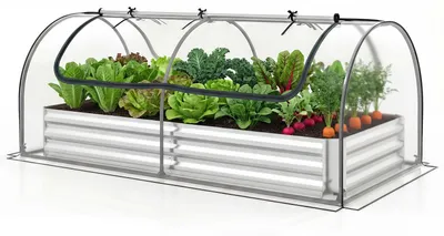 Immagine prodotto di KOMFOTTEU Mini serra da giardino, aiuola rialzata con serra in PVC rimovibile, fioriera con fondo aperto e 2 porte a tenda, semenzaio per ortaggi, frutta, erbe aromatiche e fiori, dimensioni 202x101x81 cm