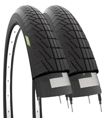 Produktbild von Ecovelò 2 Reifen 14 x 1,75 (47-254) für Kinderfahrräder | Schwarze Gummi-Rennradreifen