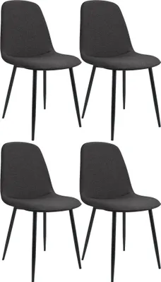 Produktbild von CLP 4er Set Esszimmerstuhl Maryam gepolstert mit Rückenlehne dunkelgrau Material Stoff
