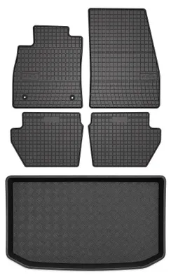 Zdjęcie produktu dla Dywaniki gumowe + mata bagażnika do Ford Fiesta MK8 2017- (górny poziom podłogi) – czarne, dopasowane – Wielganizator SolidPRO
