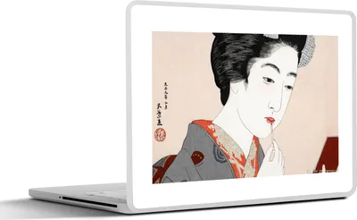 Produktbild von MuchoWow® Laptop Aufkleber Sticker Cover Frau - Make-up - Japanisch - Vintage 32.5x23.5 cm - Sticker für Laptop - Selbstklebend