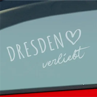 Produktbild von Auto Aufkleber Dresden verliebt Herz Stadt Heimat Liebe Car 19x7 cm Milchglas Sticker Heckscheibenaufkleber