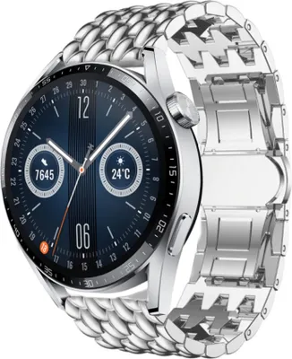 Produktbild von Strap-it Huawei Watch GT 3 46mm Drachenarmband aus Stahl (Silber)