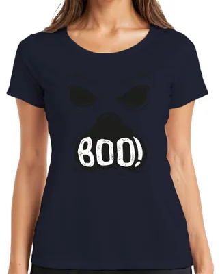 Immagine prodotto di BOO! Maglietta da donna Halloween Scary Face Ghost Spook Retro Vintage, Navy, XXL