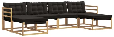 Produktbild von vidaXL Outdoor-Sofagarnitur mit Kissen 6 pcs Weiß und Schwarz