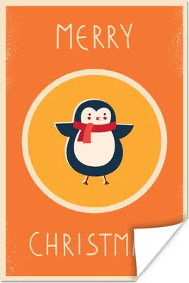 Produktbild von MuchoWow® Poster Tiere - Weihnachten - Zitate - Pinguin - Frohe Weihnachten 120x180 cm - Kunstposter