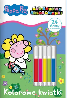 Zdjęcie produktu dla MEDIENSERVICE ZAWADA Peppa Pig Zahlen-Malvorlagen. Bunte Blumen. 29280