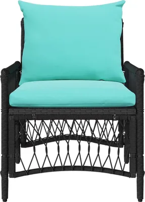Image de vidaXL Chaise de jardin avec coussin Noir 73 x 61 x 77 cm Poly-rotin