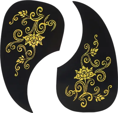 Zdjęcie produktu dla 2 sztuki naklejek na pickguard w kształcie przecinka do gitary akustycznej (Gold Vine)